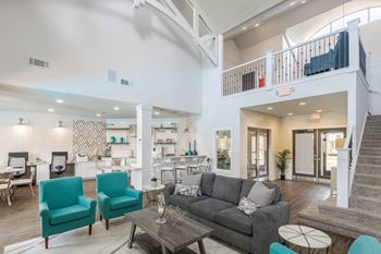 Living room with a grey couch